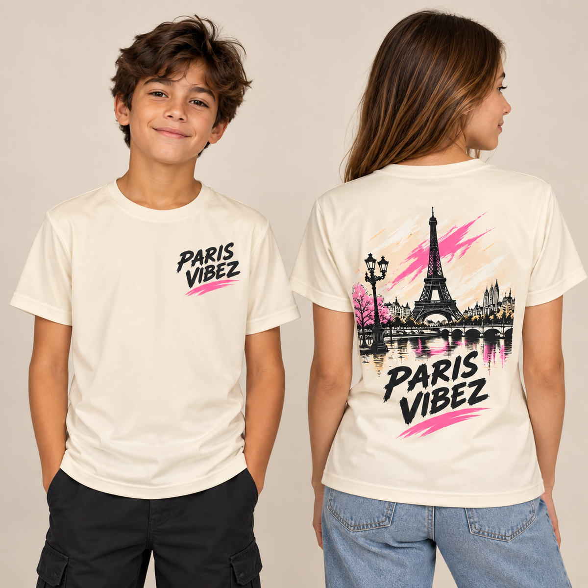 Paris Vibez Tee Kids Jersey | Eiffel Tower Graphic