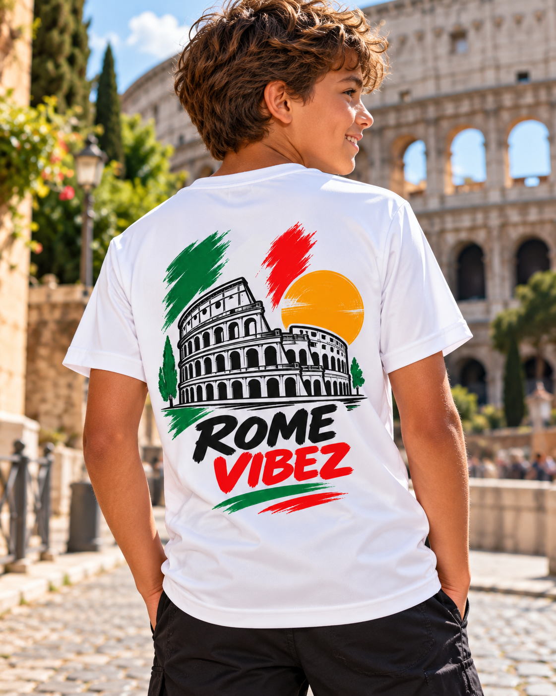 Rome Vibez Kids Jersey | Colosseum Italy skyline, Italian flag colors