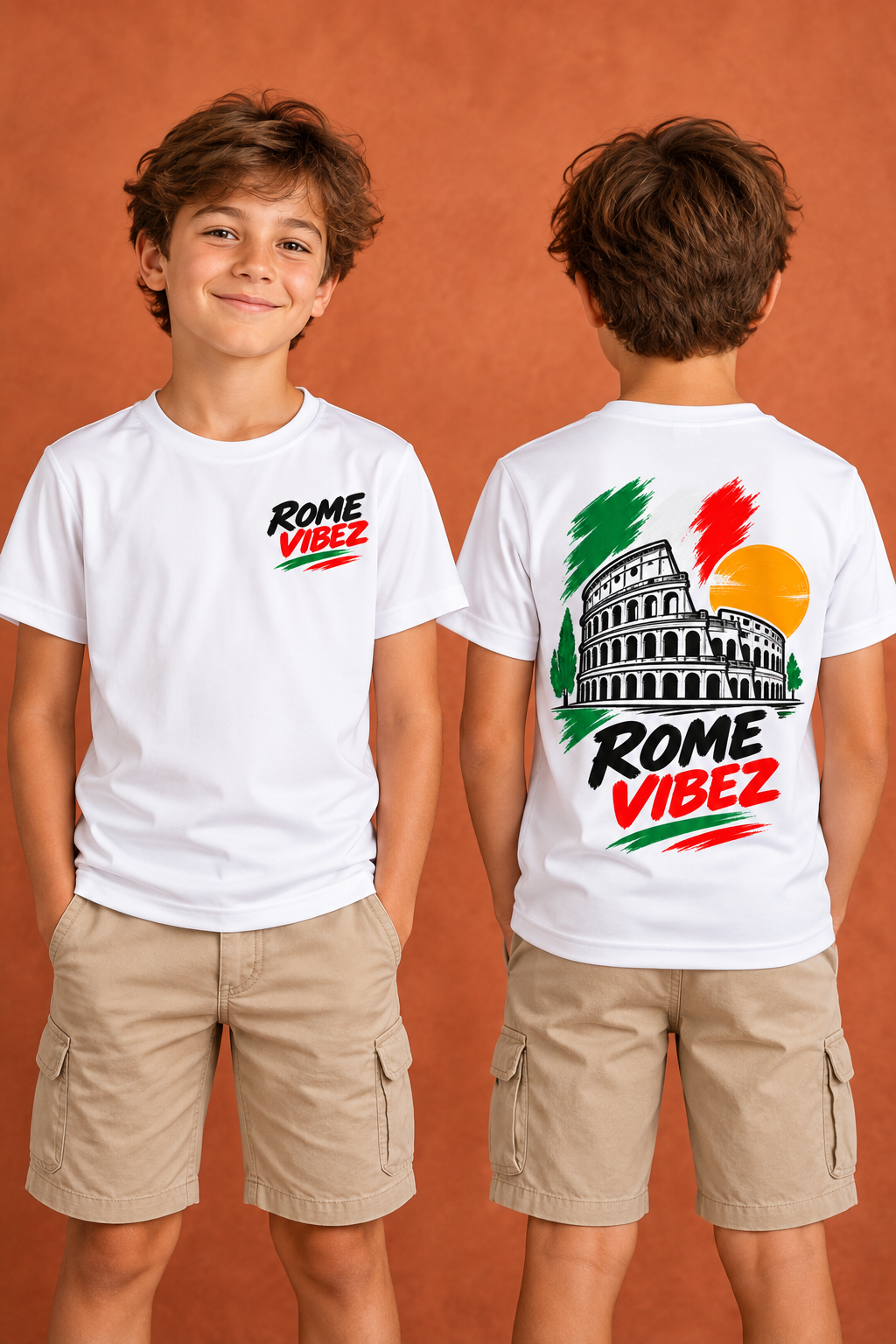 Rome Vibez Kids Jersey | Colosseum Italy skyline, Italian flag colors
