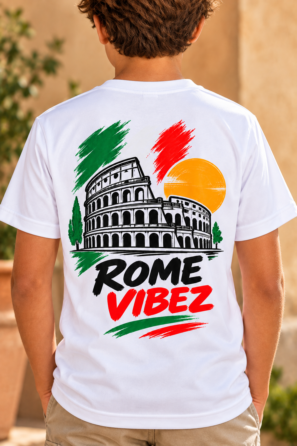 Rome Vibez Kids Jersey | Colosseum Italy skyline, Italian flag colors