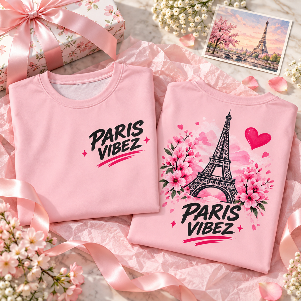 Paris Vibez Kids Jersey | Eiffel Tower Floral Heart Design
