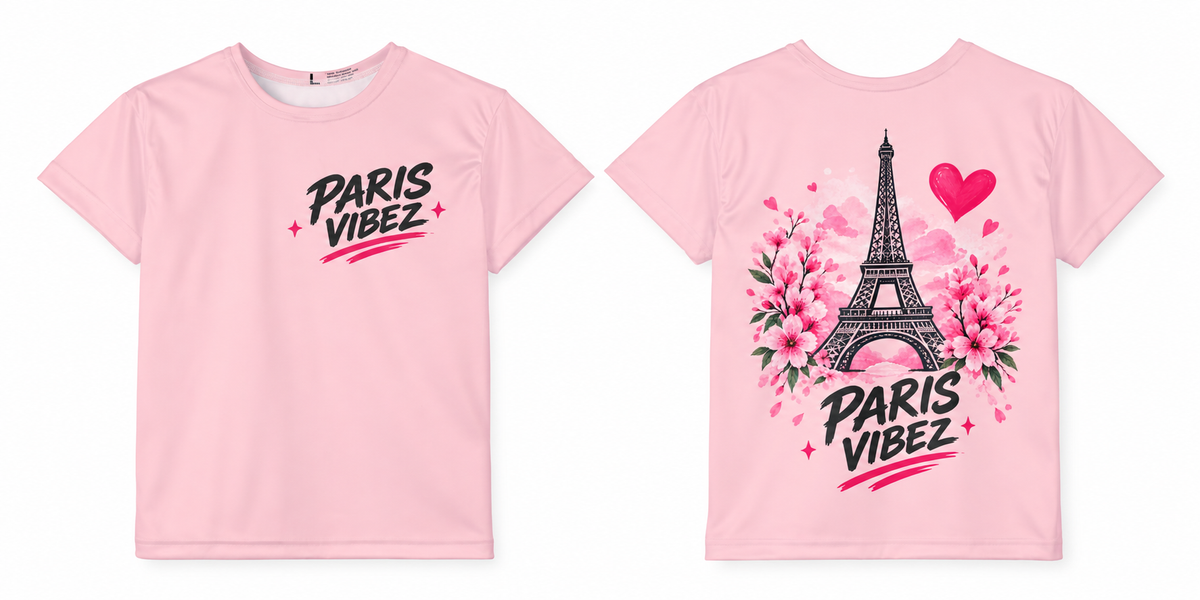 Paris Vibez Kids Jersey | Eiffel Tower Floral Heart Design