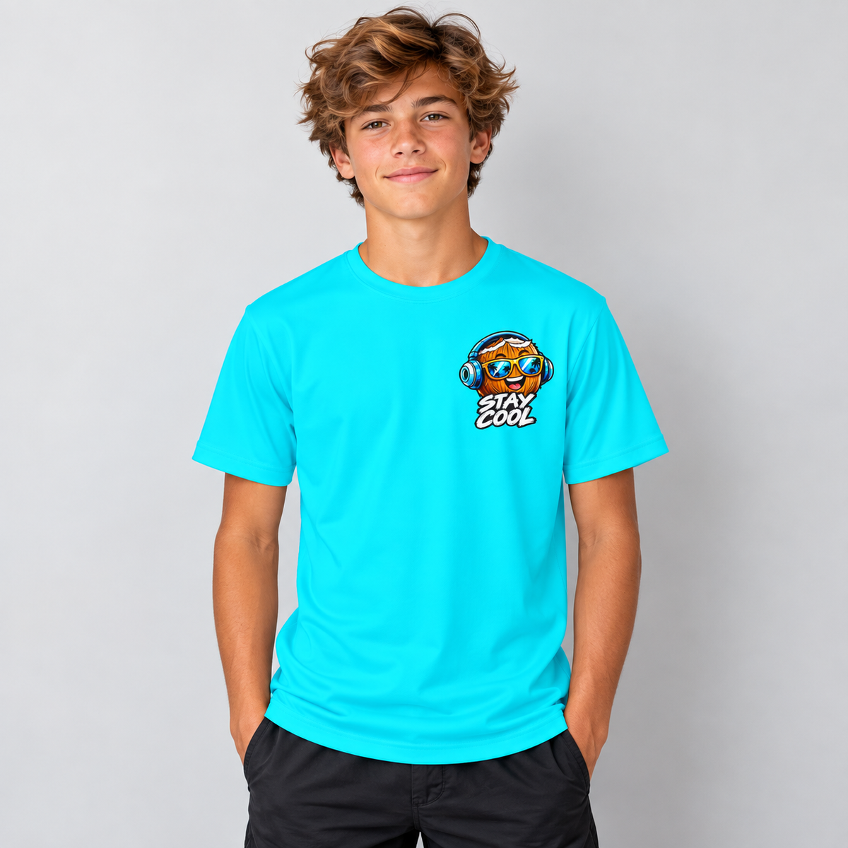 Stay Cool Coconut Character Kids Jersey | Tropical Summer Sports Tee