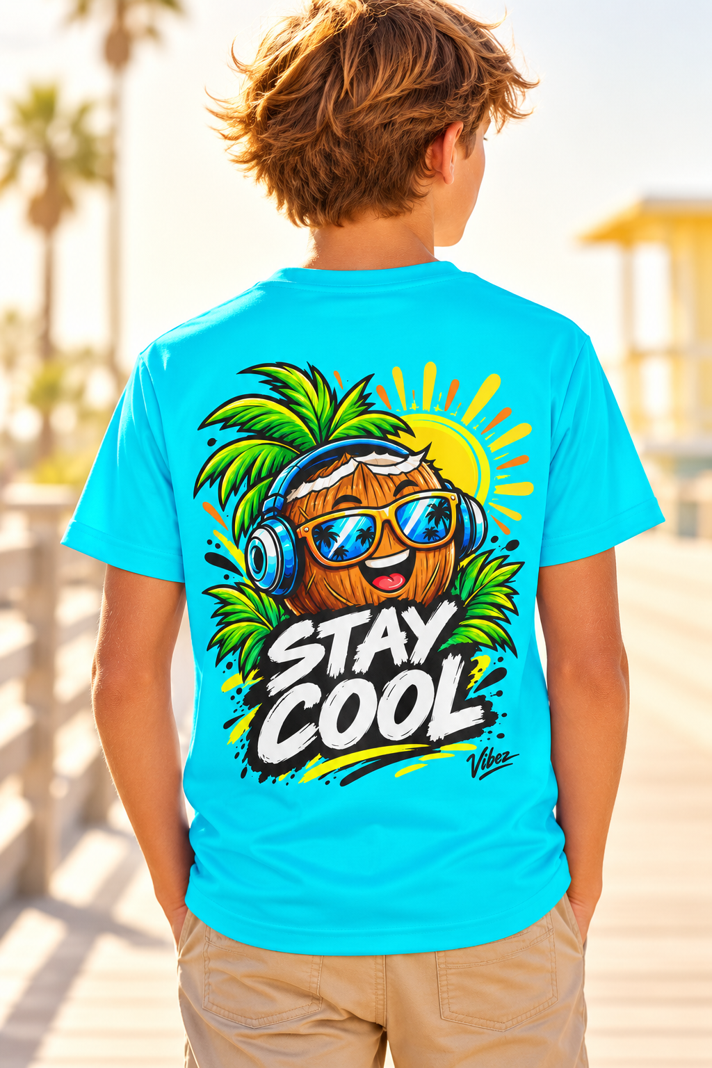 Stay Cool Coconut Character Kids Jersey | Tropical Summer Sports Tee