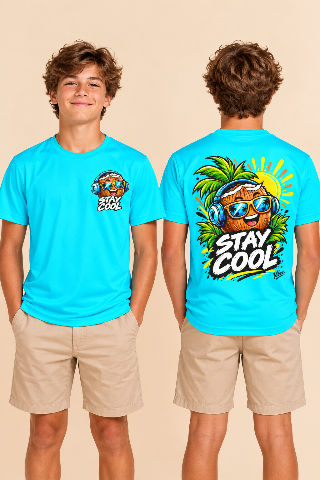 Stay Cool Coconut Character Kids Jersey | Tropical Summer Sports Tee