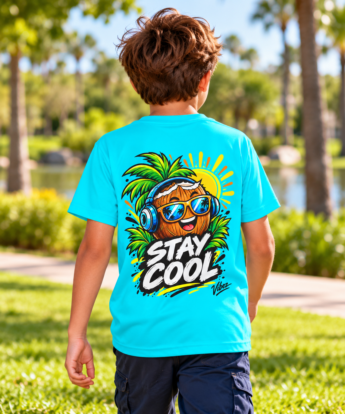 Stay Cool Coconut Character Kids Jersey | Tropical Summer Sports Tee