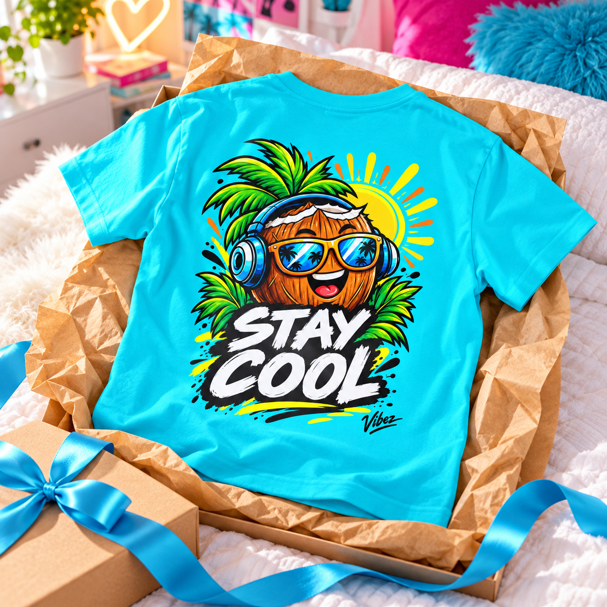 Stay Cool Coconut Character Kids Jersey | Tropical Summer Sports Tee