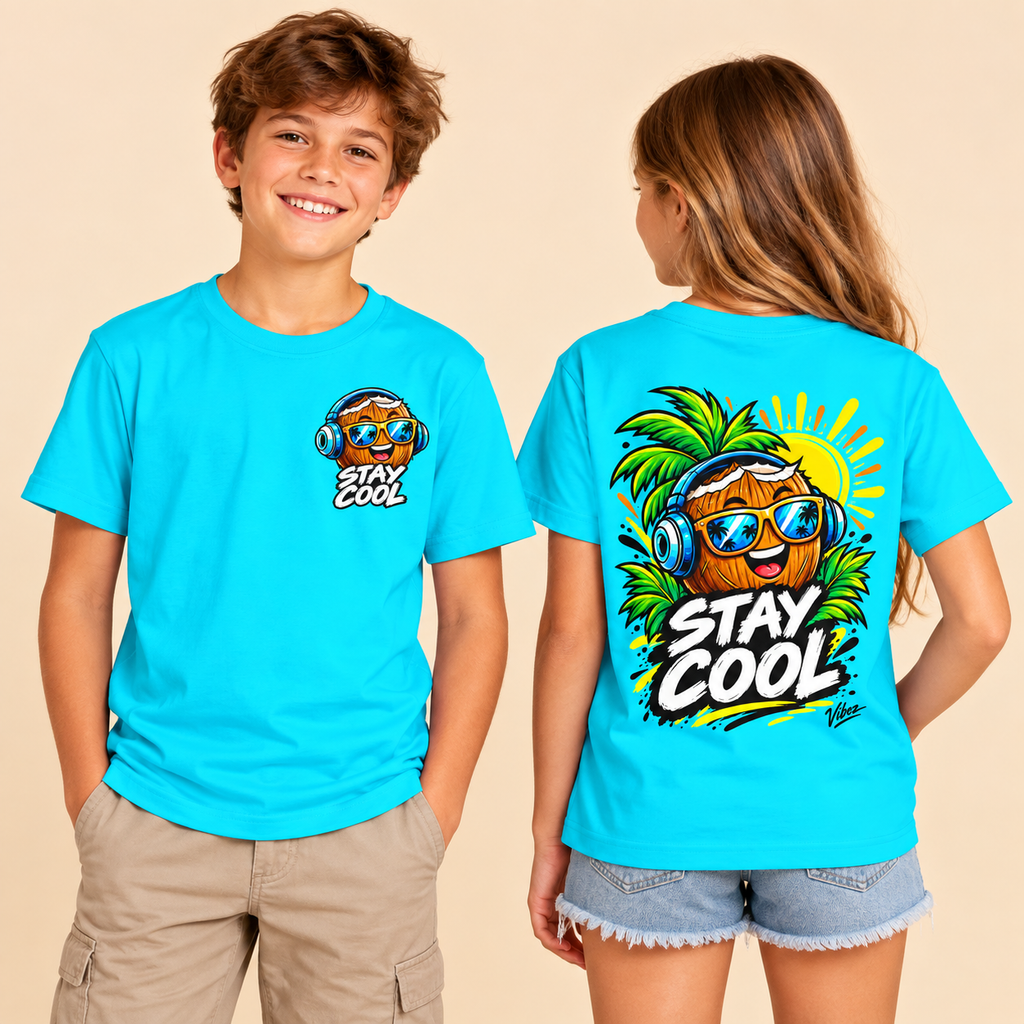 Stay Cool Coconut Character Kids Jersey | Tropical Summer Sports Tee