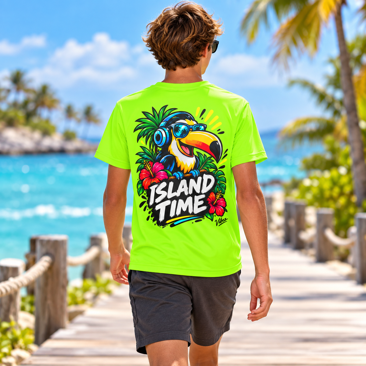 Island Time Toucan Kids Jersey | Tropical Surf Hibiscus Tee