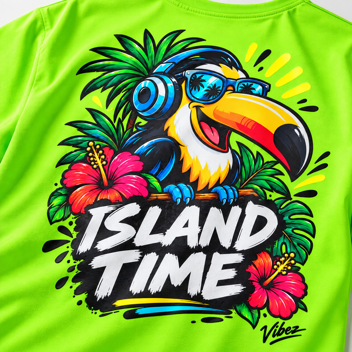 Island Time Toucan Kids Jersey | Tropical Surf Hibiscus Tee