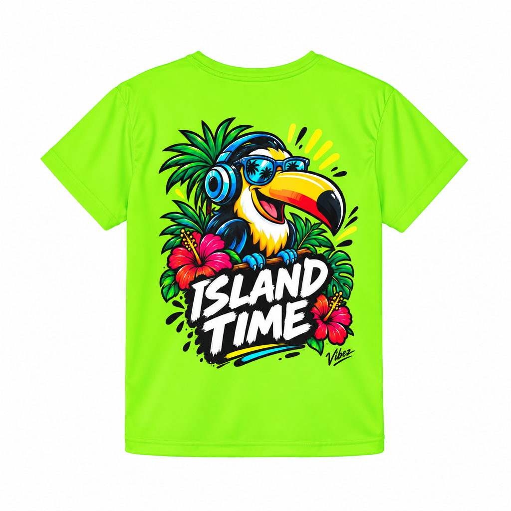 Island Time Toucan Kids Jersey | Tropical Surf Hibiscus Tee