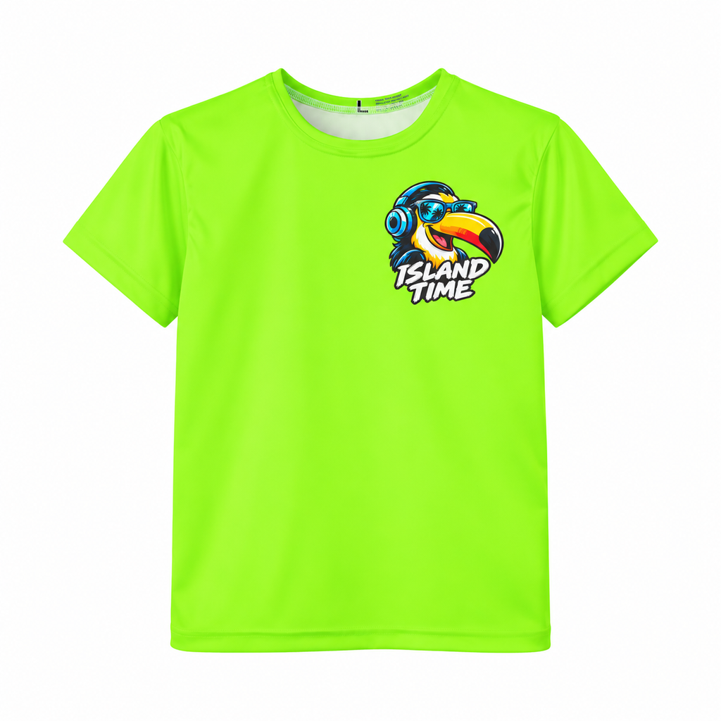 Island Time Toucan Kids Jersey | Tropical Surf Hibiscus Tee