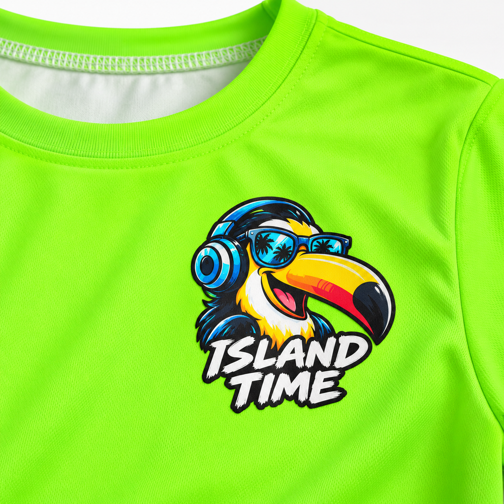 Island Time Toucan Kids Jersey | Tropical Surf Hibiscus Tee