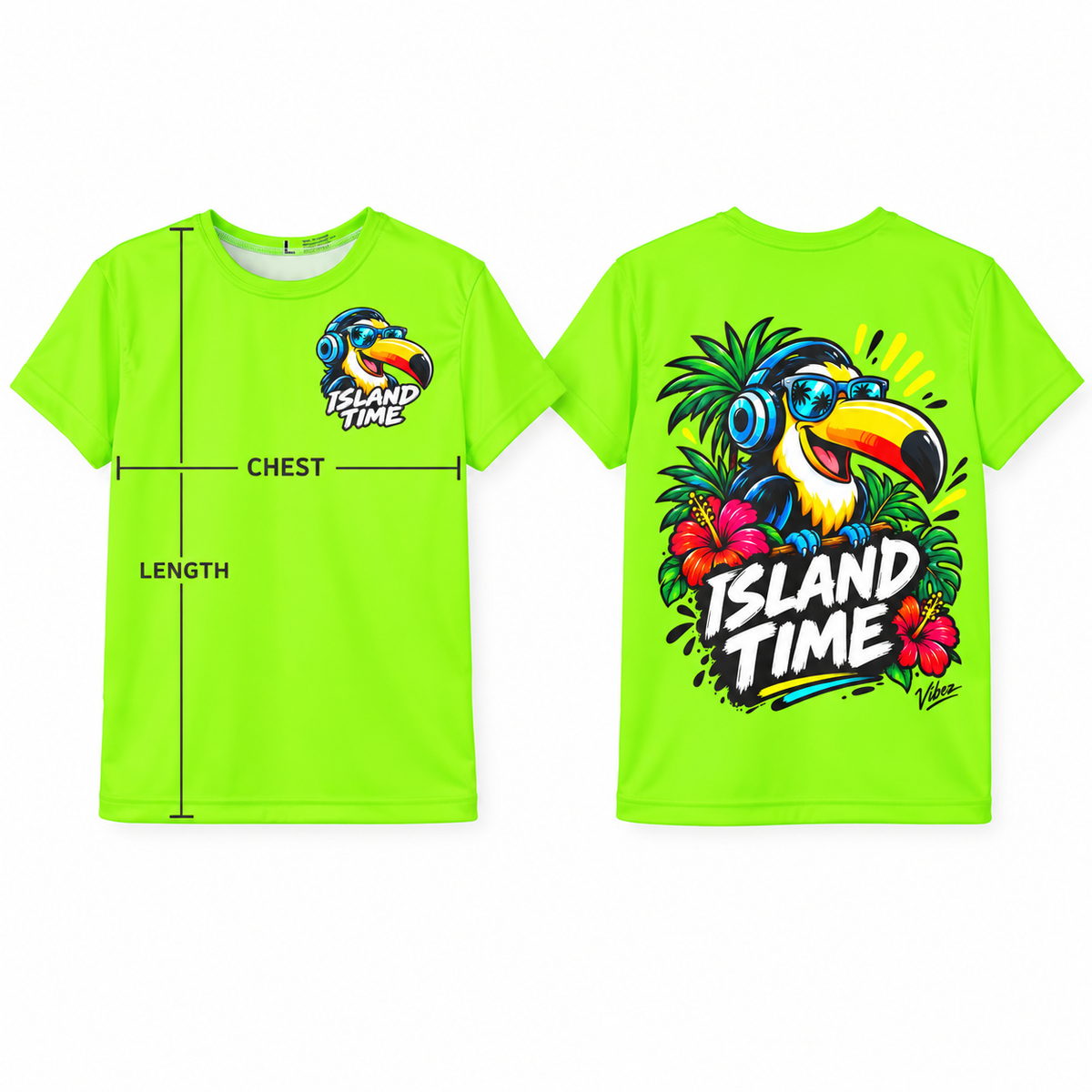 Island Time Toucan Kids Jersey | Tropical Surf Hibiscus Tee