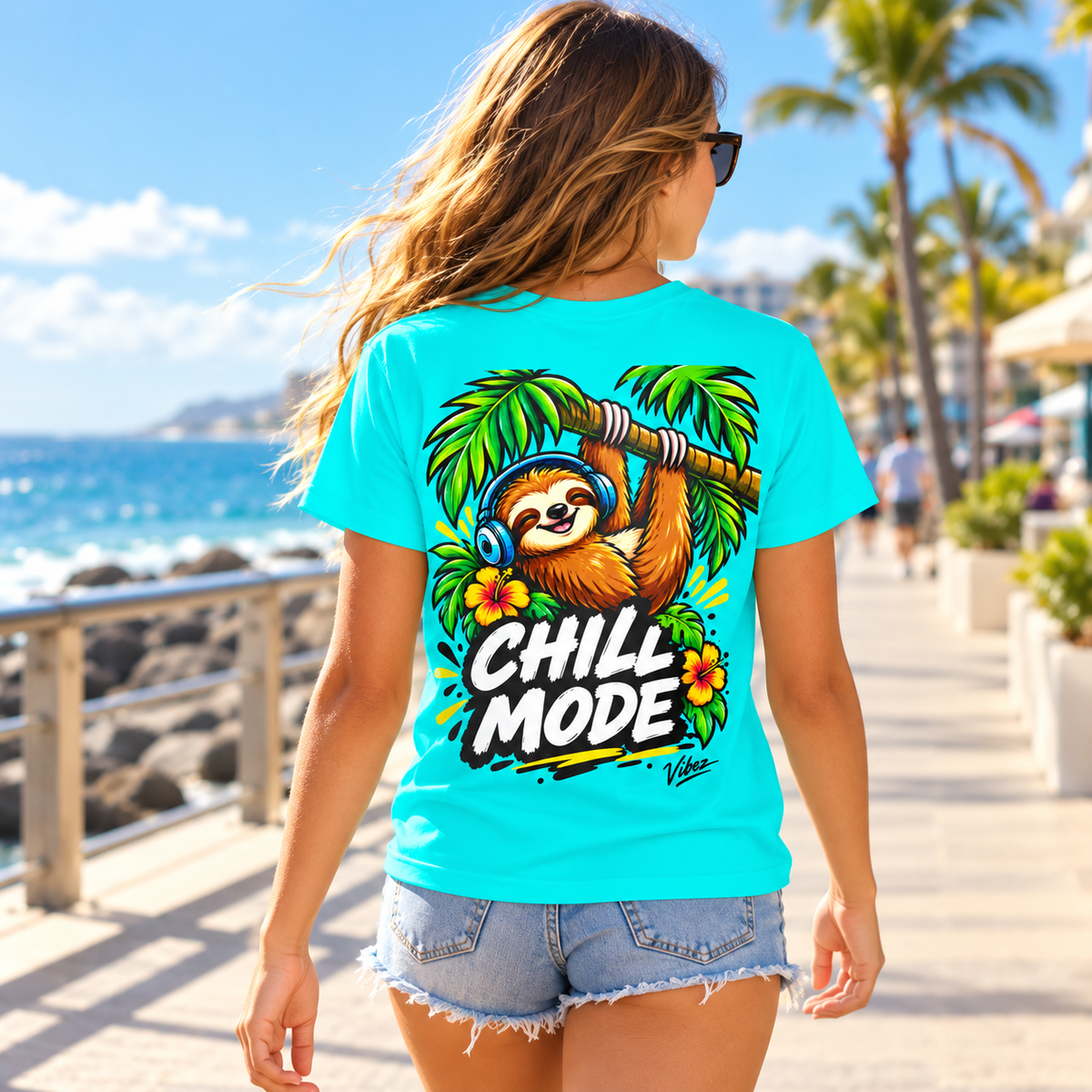 Chill Mode Sloth Kids Jersey | Tropical Sloth Graphic Tee