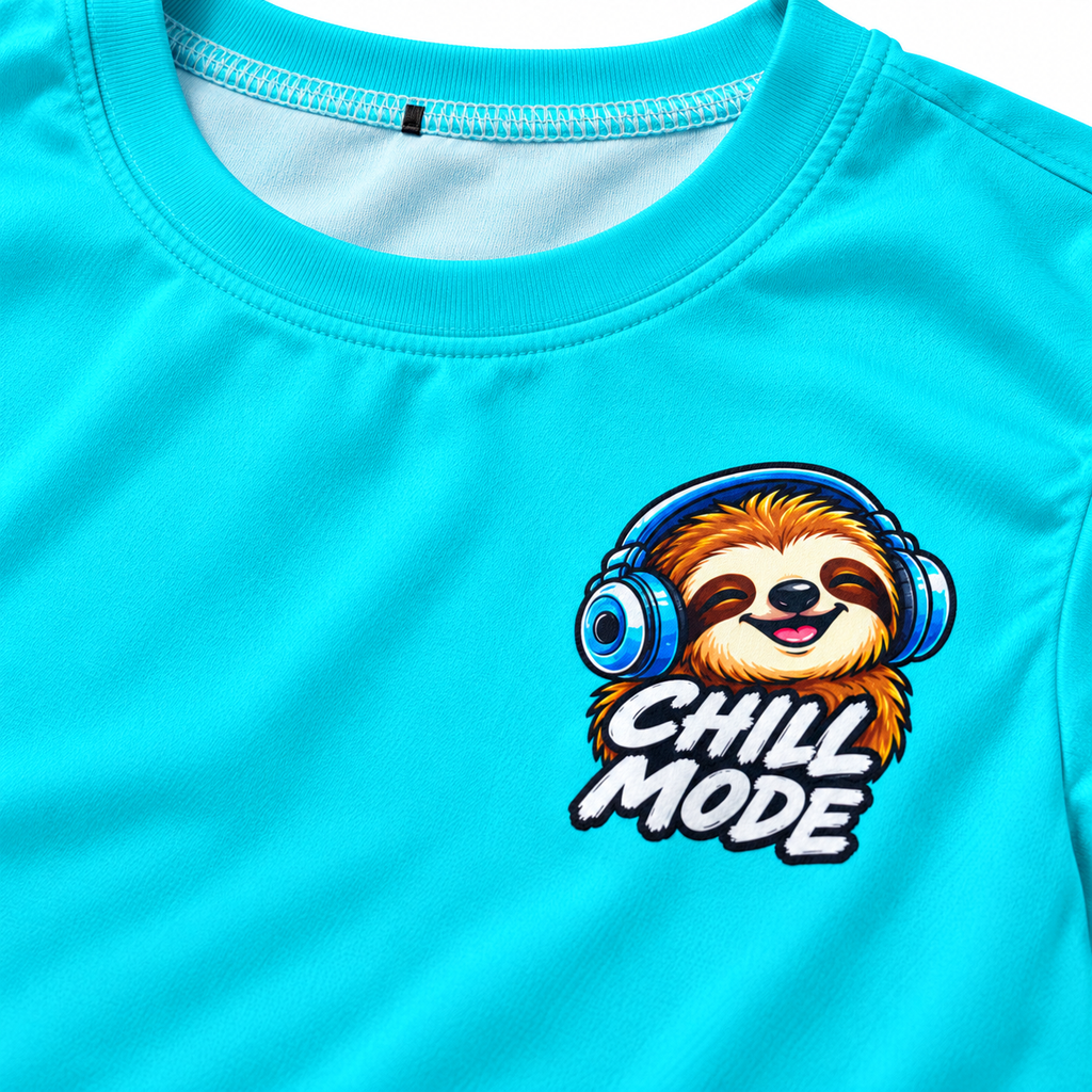 Chill Mode Sloth Kids Jersey | Tropical Sloth Graphic Tee