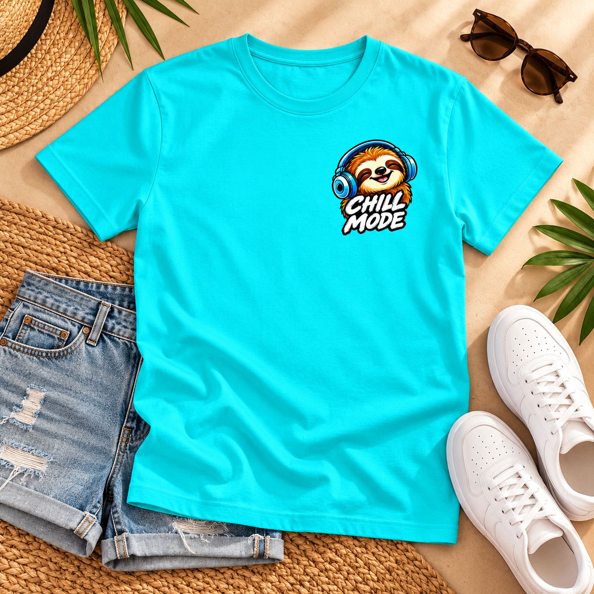 Chill Mode Sloth Kids Jersey | Tropical Sloth Graphic Tee