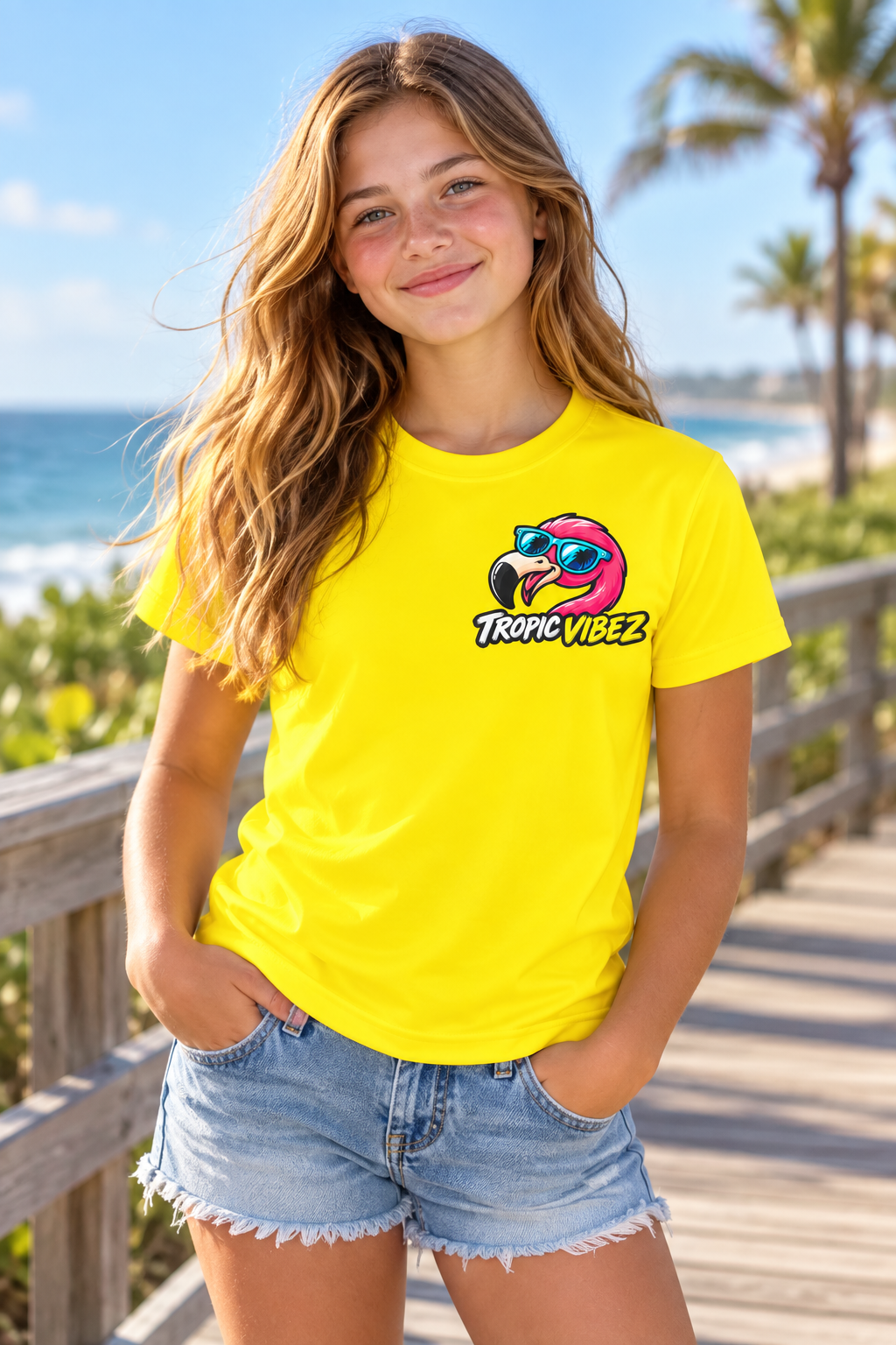 Tropic Vibez Flamingo Kids Jersey | Tropical Flamingo Graphic Tee