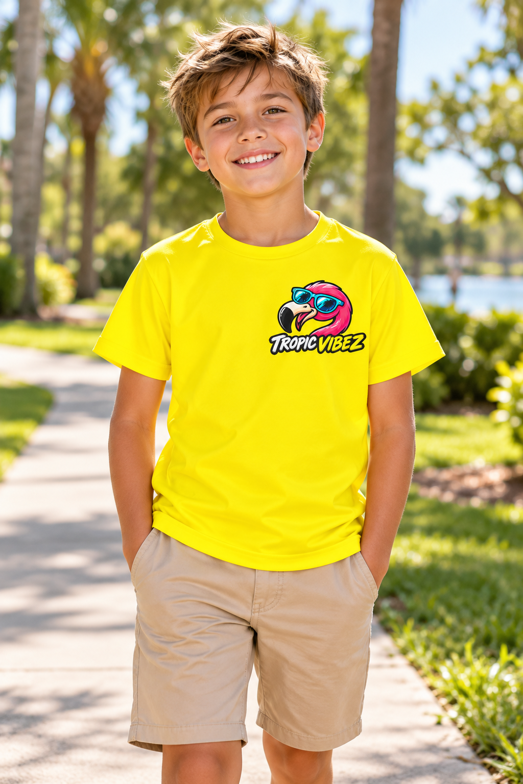 Tropic Vibez Flamingo Kids Jersey | Tropical Flamingo Graphic Tee