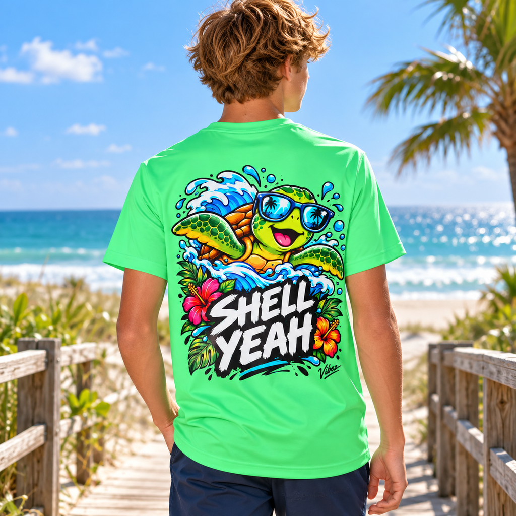 Shell Yeah Turtle Kids Jersey | Surfing Sea Turtle Graphic