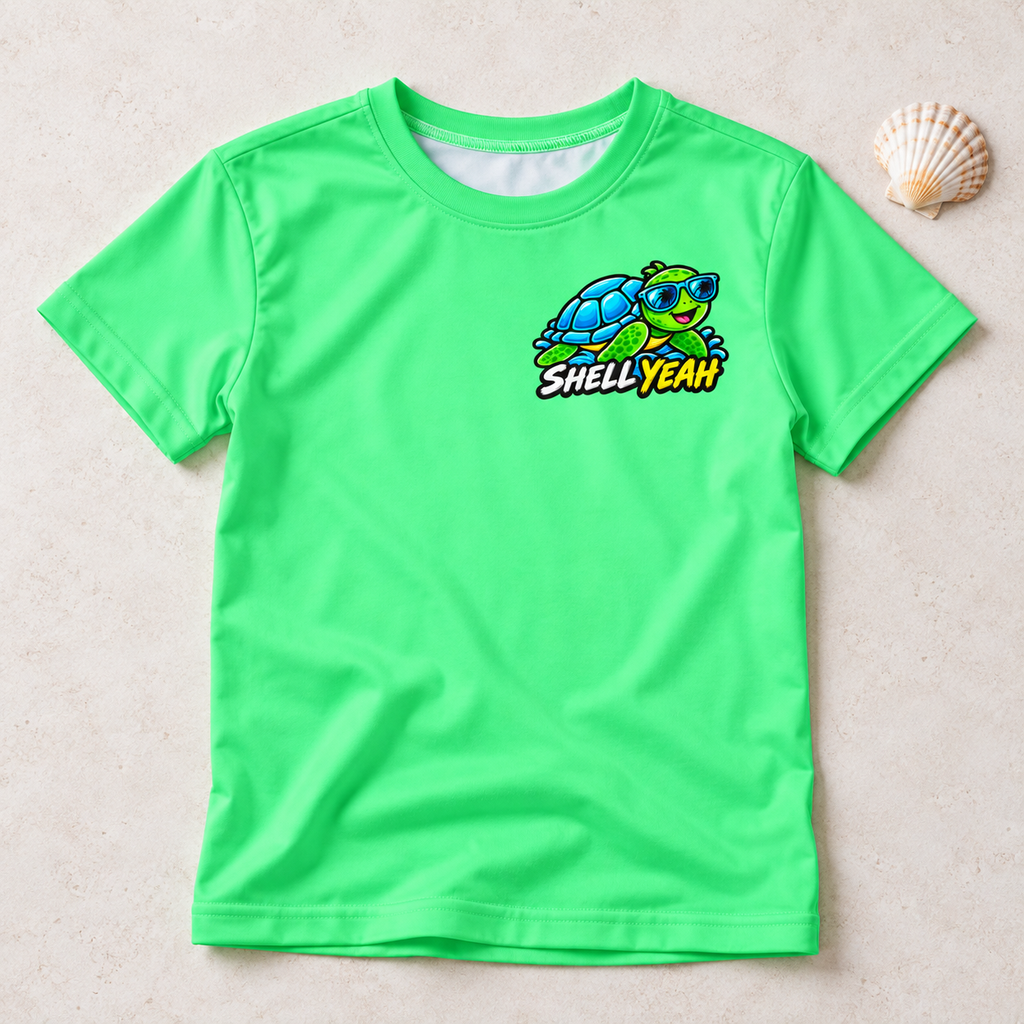 Shell Yeah Turtle Kids Jersey | Surfing Sea Turtle Graphic
