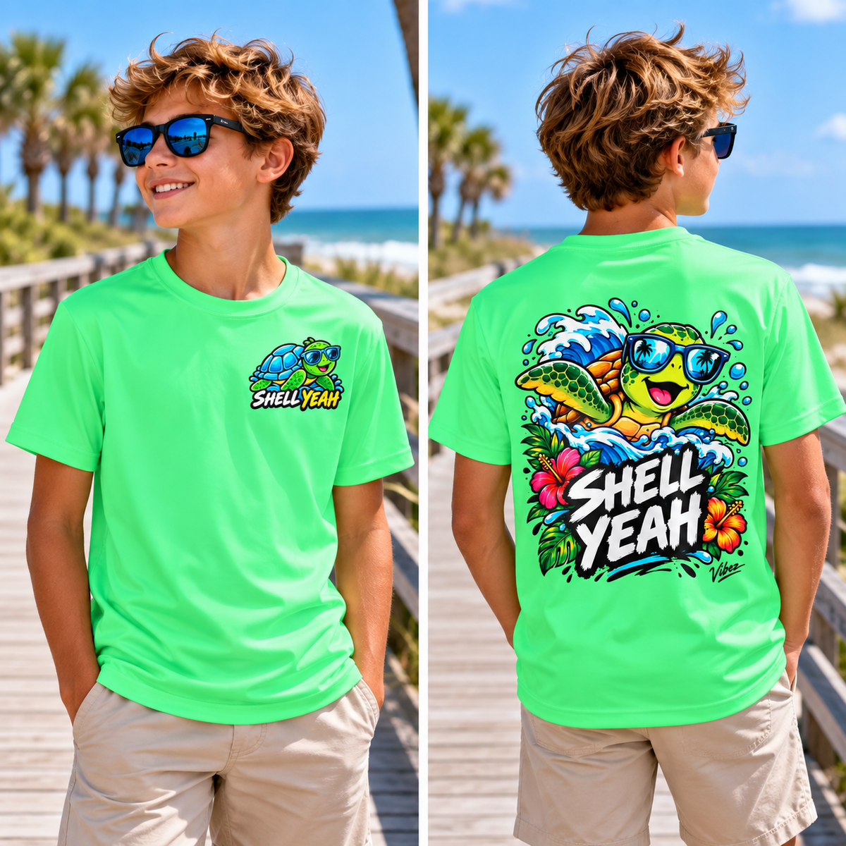 Shell Yeah Turtle Kids Jersey | Surfing Sea Turtle Graphic
