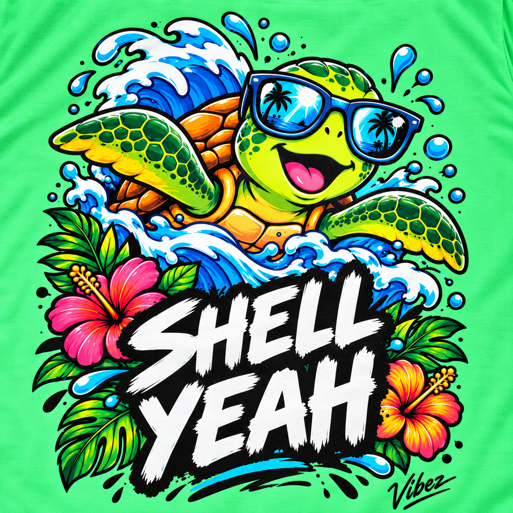 Shell Yeah Turtle Kids Jersey | Surfing Sea Turtle Graphic