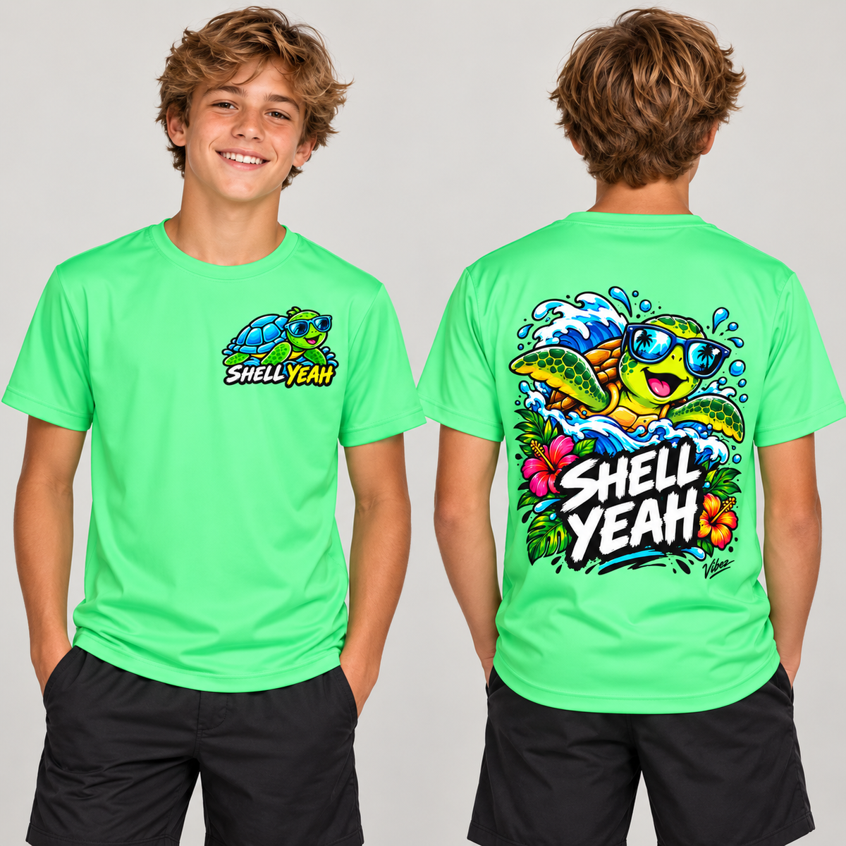 Shell Yeah Turtle Kids Jersey | Surfing Sea Turtle Graphic