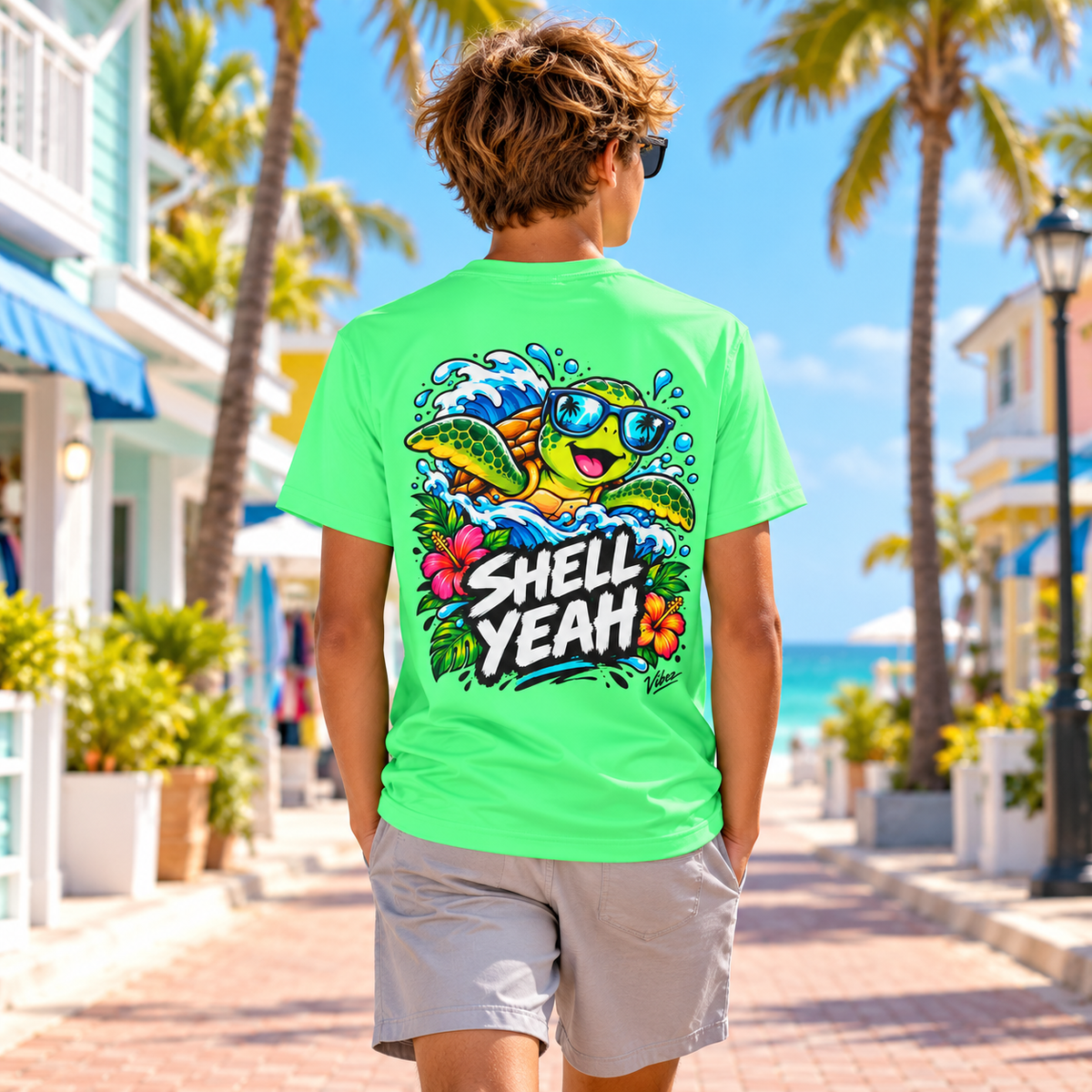 Shell Yeah Turtle Kids Jersey | Surfing Sea Turtle Graphic