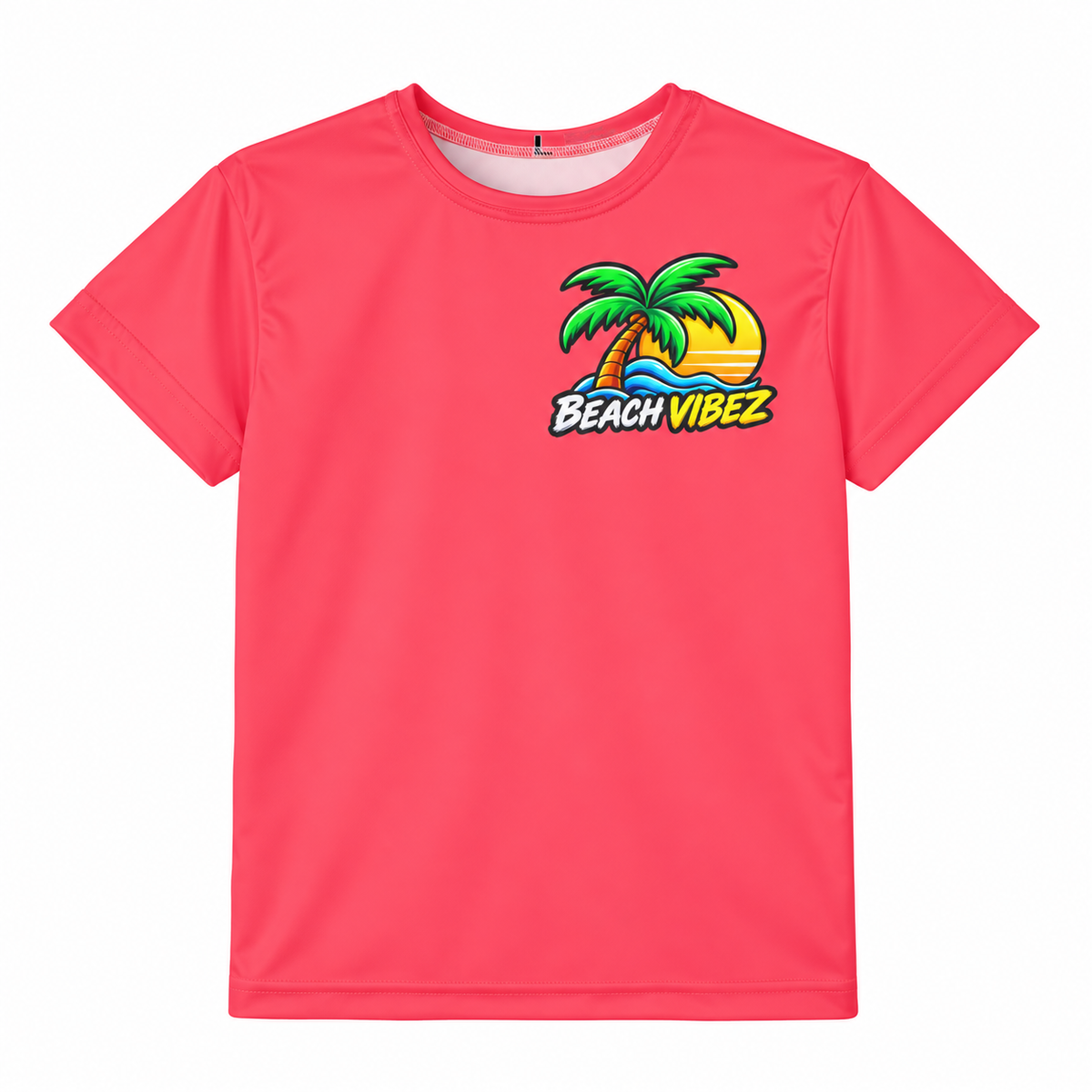 Beach Vibez Surfing Character Kids Jersey | Tropical Palm & Hibiscus