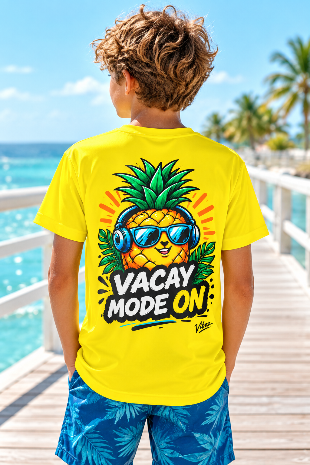 Vacay Mode Pineapple Kids Jersey | Tropical Vacation Shirt