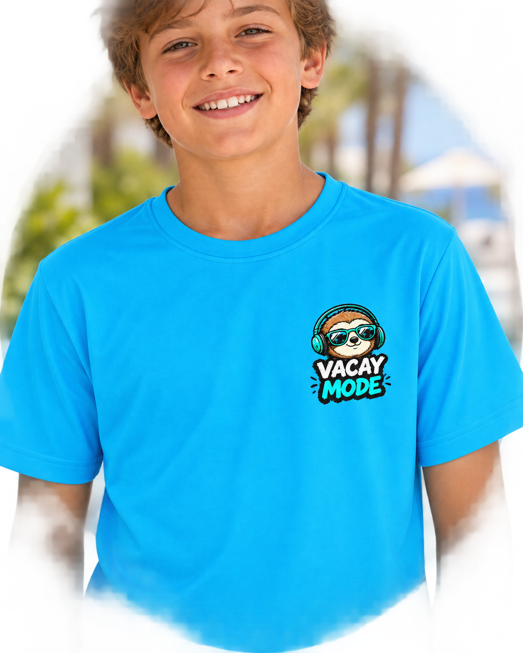 Vacay Mode Sloth Kids Jersey | Tropical Vacation Tee