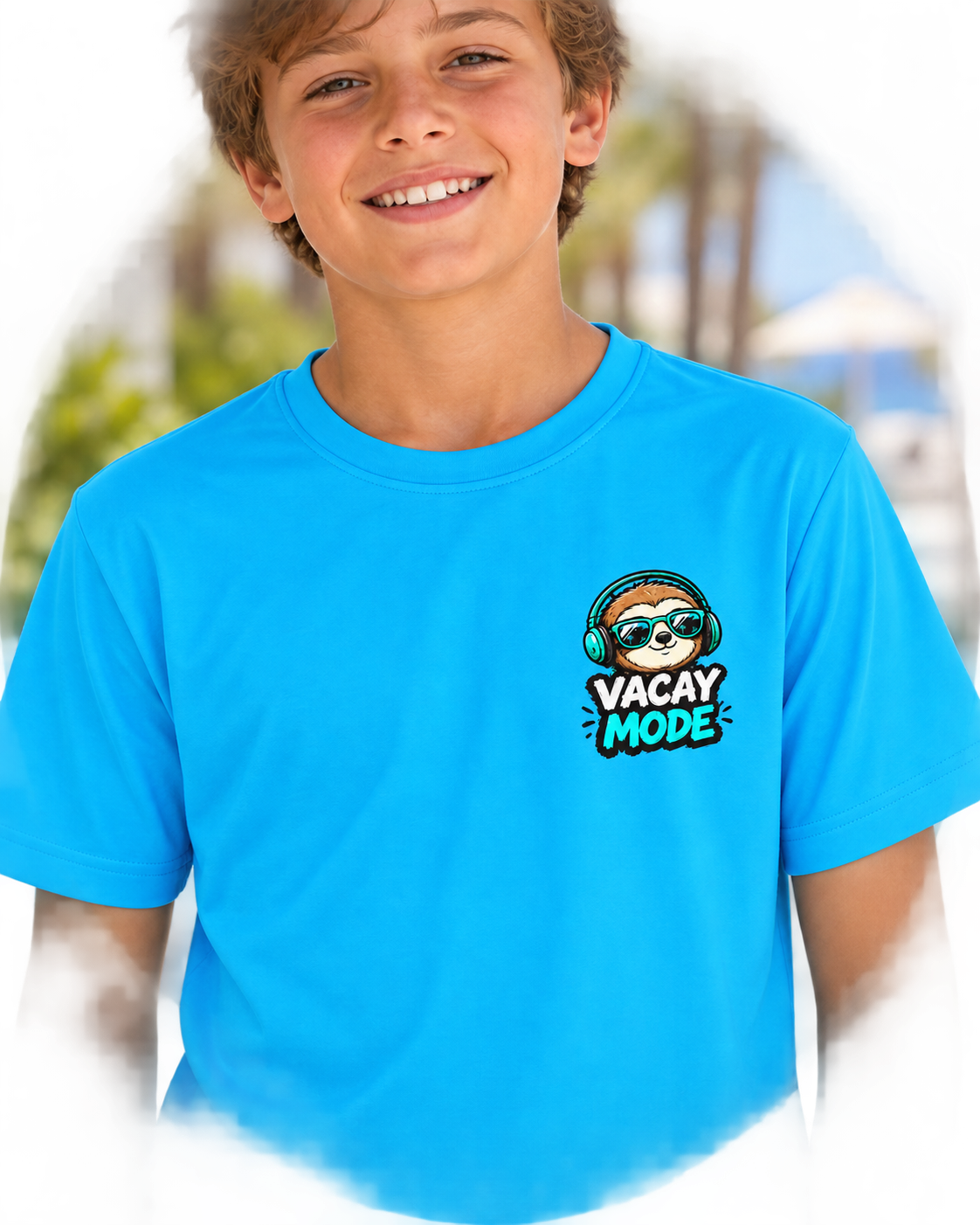 Vacay Mode Sloth Kids Jersey | Tropical Vacation Tee