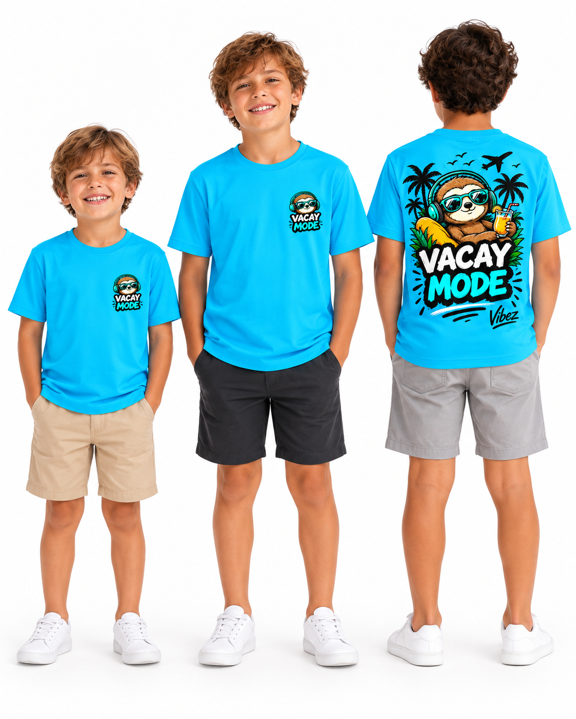 Vacay Mode Sloth Kids Jersey | Tropical Vacation Tee