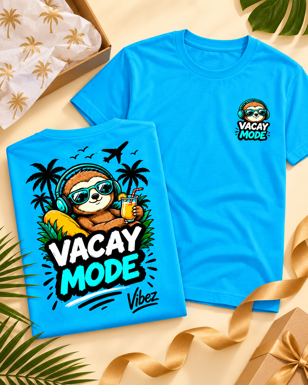Vacay Mode Sloth Kids Jersey | Tropical Vacation Tee