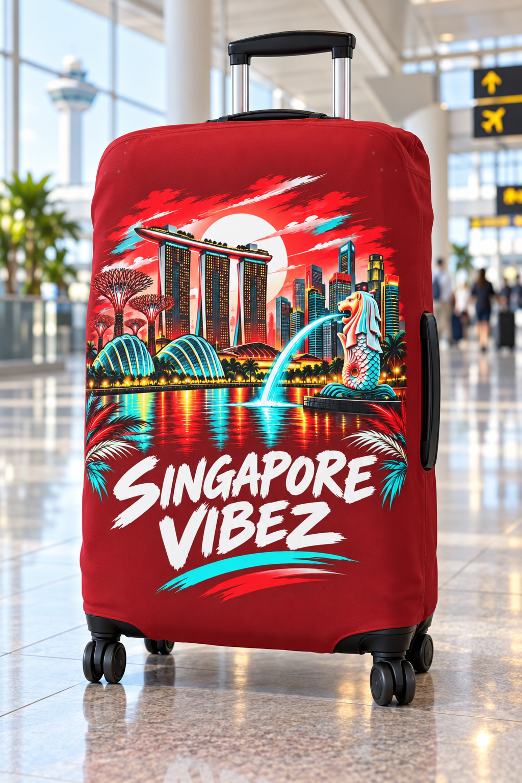 Singapore Vibez Luggage Cover | Marina Bay Sands Merlion Travel Sleeve