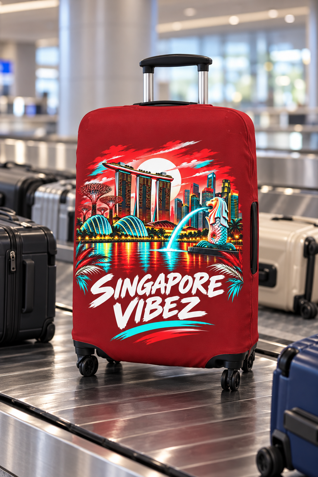 Singapore Vibez Luggage Cover | Marina Bay Sands Merlion Travel Sleeve