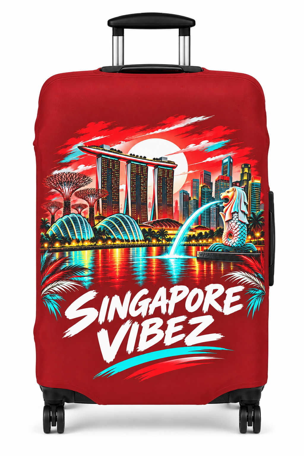 Singapore Vibez Luggage Cover | Marina Bay Sands Merlion Travel Sleeve