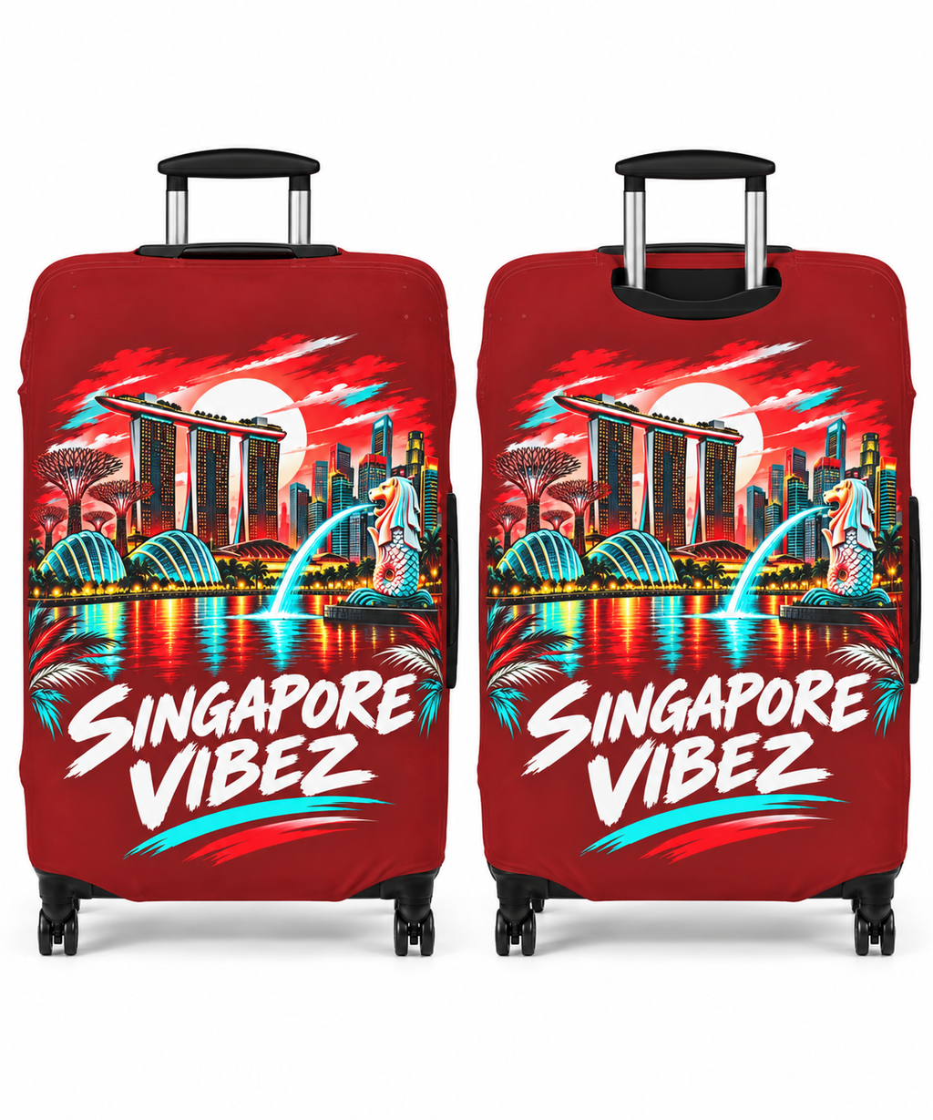 Singapore Vibez Luggage Cover | Marina Bay Sands Merlion Travel Sleeve