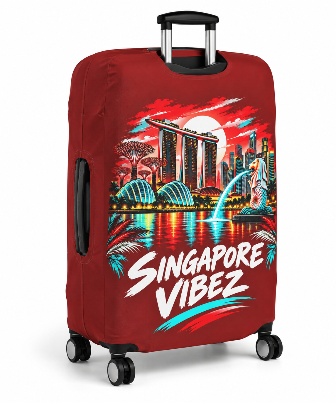 Singapore Vibez Luggage Cover | Marina Bay Sands Merlion Travel Sleeve