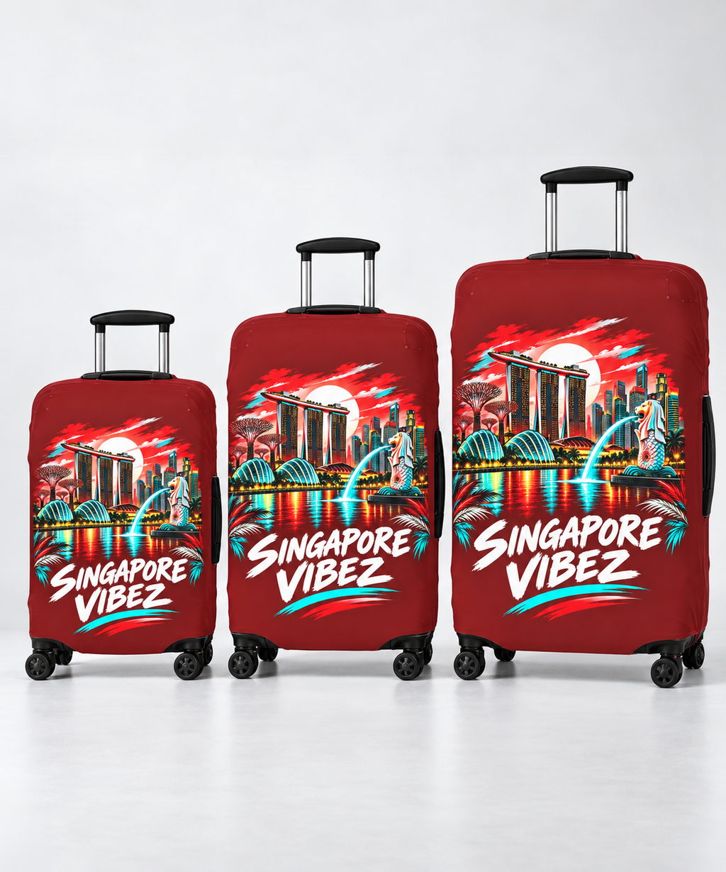 Singapore Vibez Luggage Cover | Marina Bay Sands Merlion Travel Sleeve