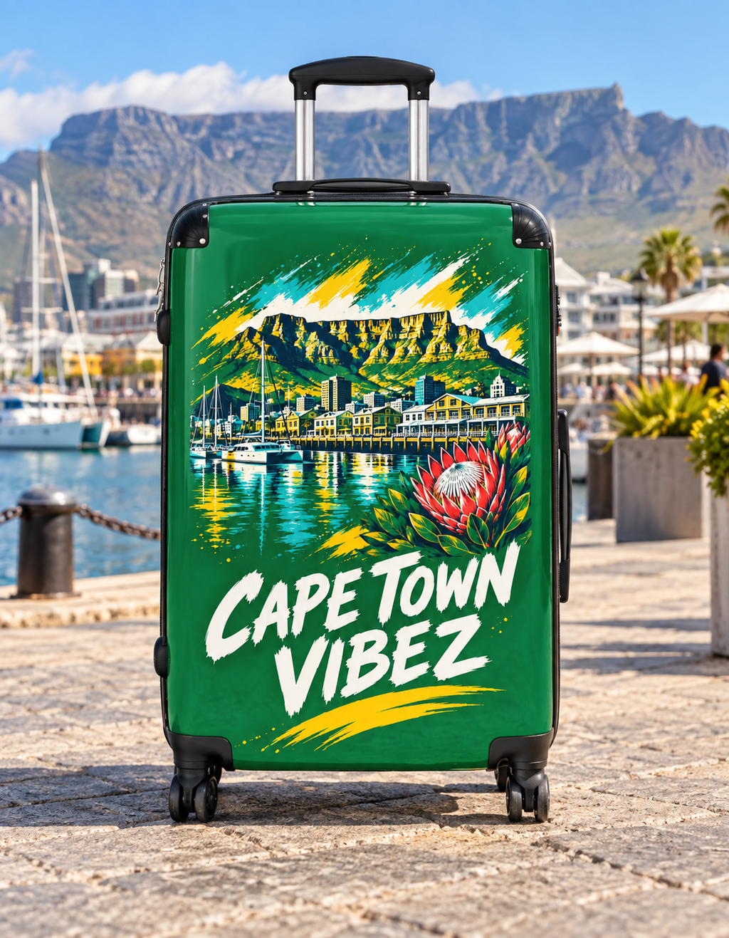Cape Town Vibez Suitcase | Travel Luggage Cover, Table Mountain Design