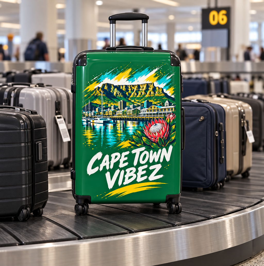 Cape Town Vibez Suitcase | Travel Luggage Cover, Table Mountain Design