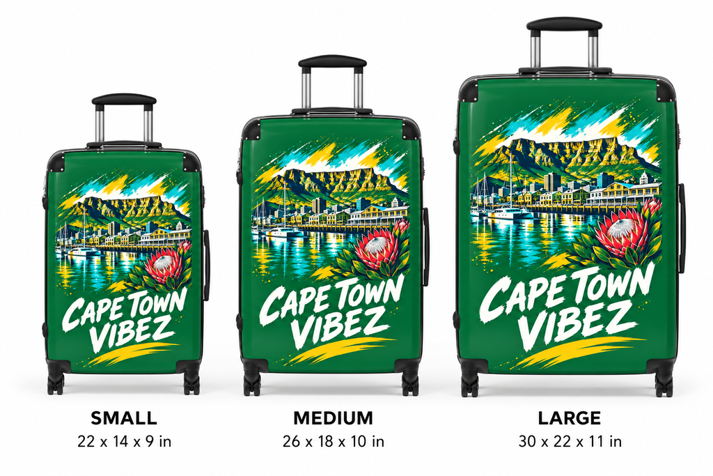 Cape Town Vibez Suitcase | Travel Luggage Cover, Table Mountain Design