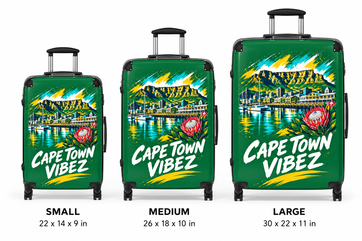 Cape Town Vibez Suitcase | Travel Luggage Cover, Table Mountain Design