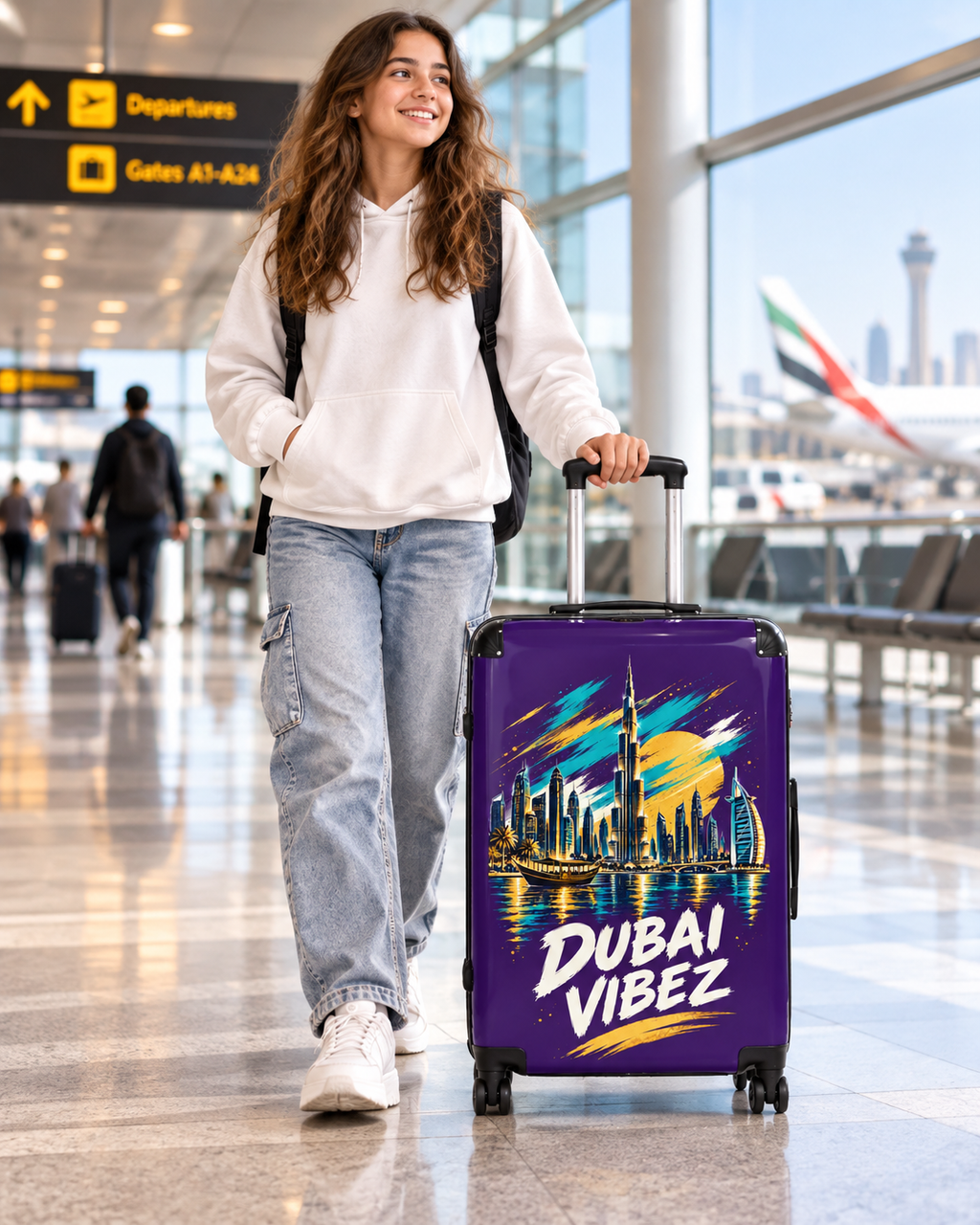 Dubai Vibez Suitcase | Skyline Luggage Cover, Travel Case