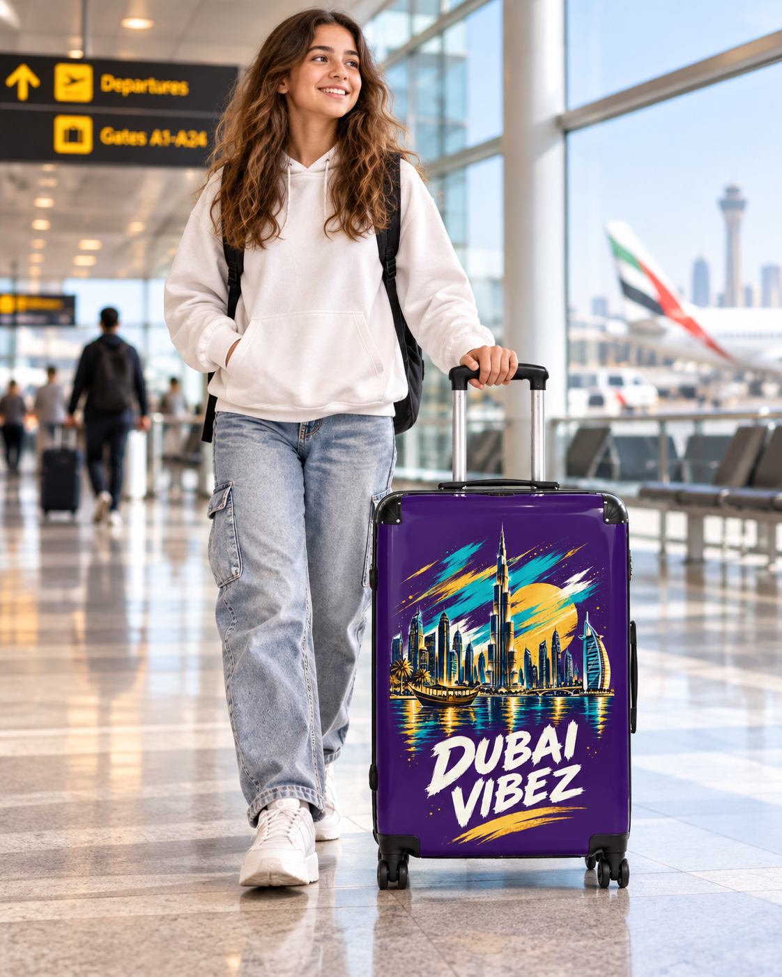 Dubai Vibez Suitcase | Skyline Luggage Cover, Travel Case