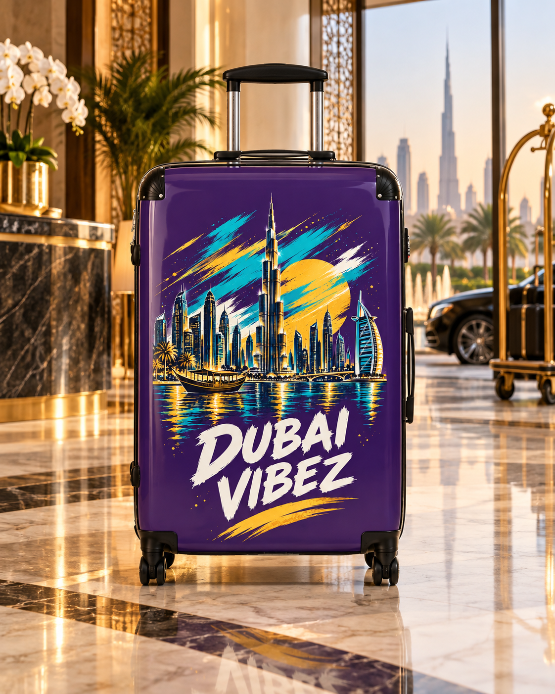 Dubai Vibez Suitcase | Skyline Luggage Cover, Travel Case