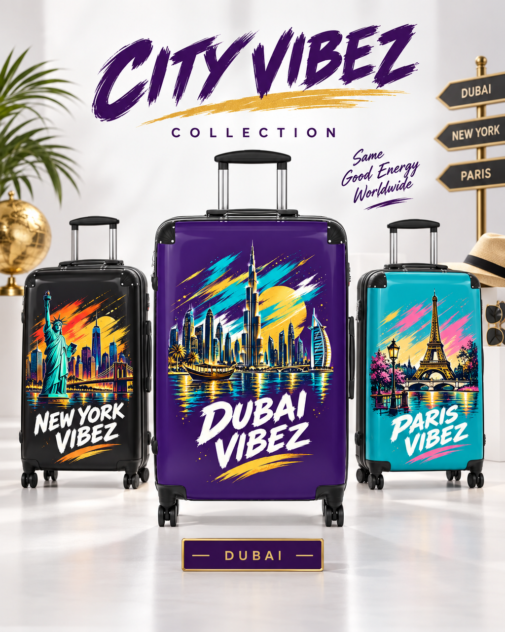 Dubai Vibez Suitcase | Skyline Luggage Cover, Travel Case