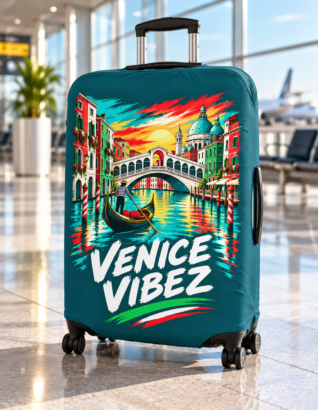 Venice Vibez Luggage Cover | Colorful Gondola Canal Travel
